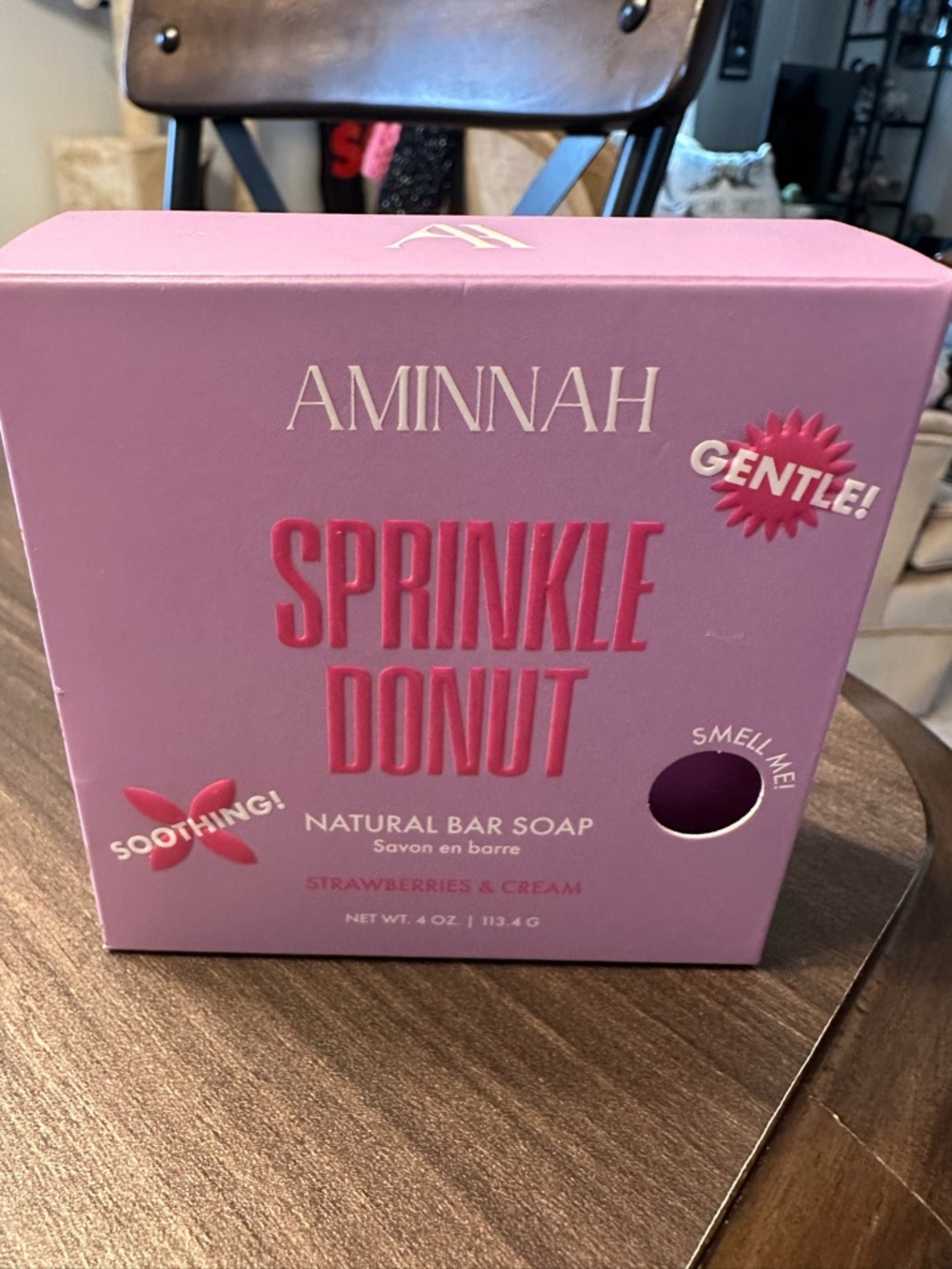 Aminnah Sprinkle Donut Natural Bar Soap in the Strawberries & Cream scent
